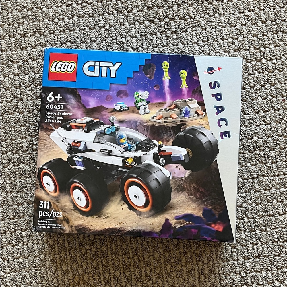LEGO City White Black Space Rover with Orange-Trim Wheels and Blue Accents